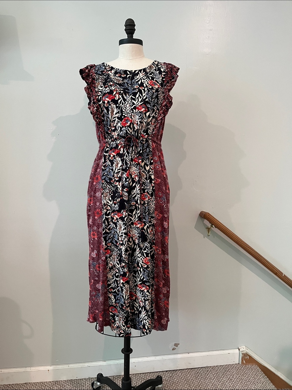 Lucky Brand floral midi dress L